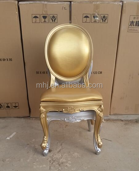 MHJ furniture - Hot Sale Stackable Elegant Hotel Banquet Gold Louis Ghost Chair For Events Plastic chair and table 15