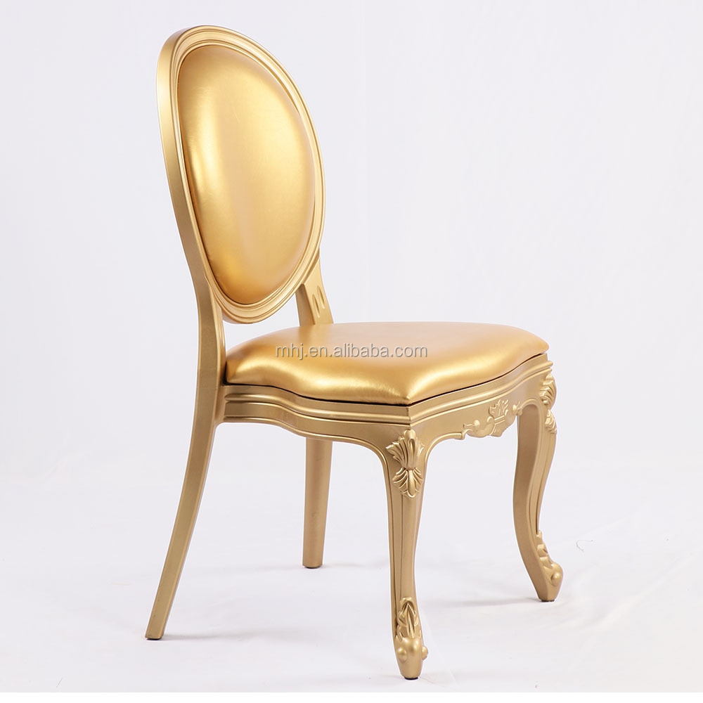 MHJ furniture - Hot Sale Stackable Elegant Hotel Banquet Gold Louis Ghost Chair For Events Plastic chair and table 9