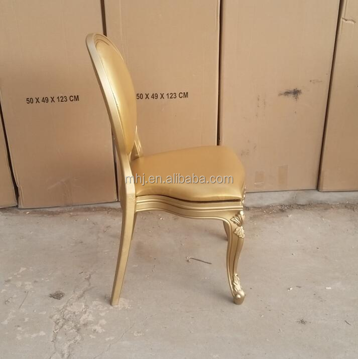 MHJ furniture - Hot Sale Stackable Elegant Hotel Banquet Gold Louis Ghost Chair For Events Plastic chair and table 14