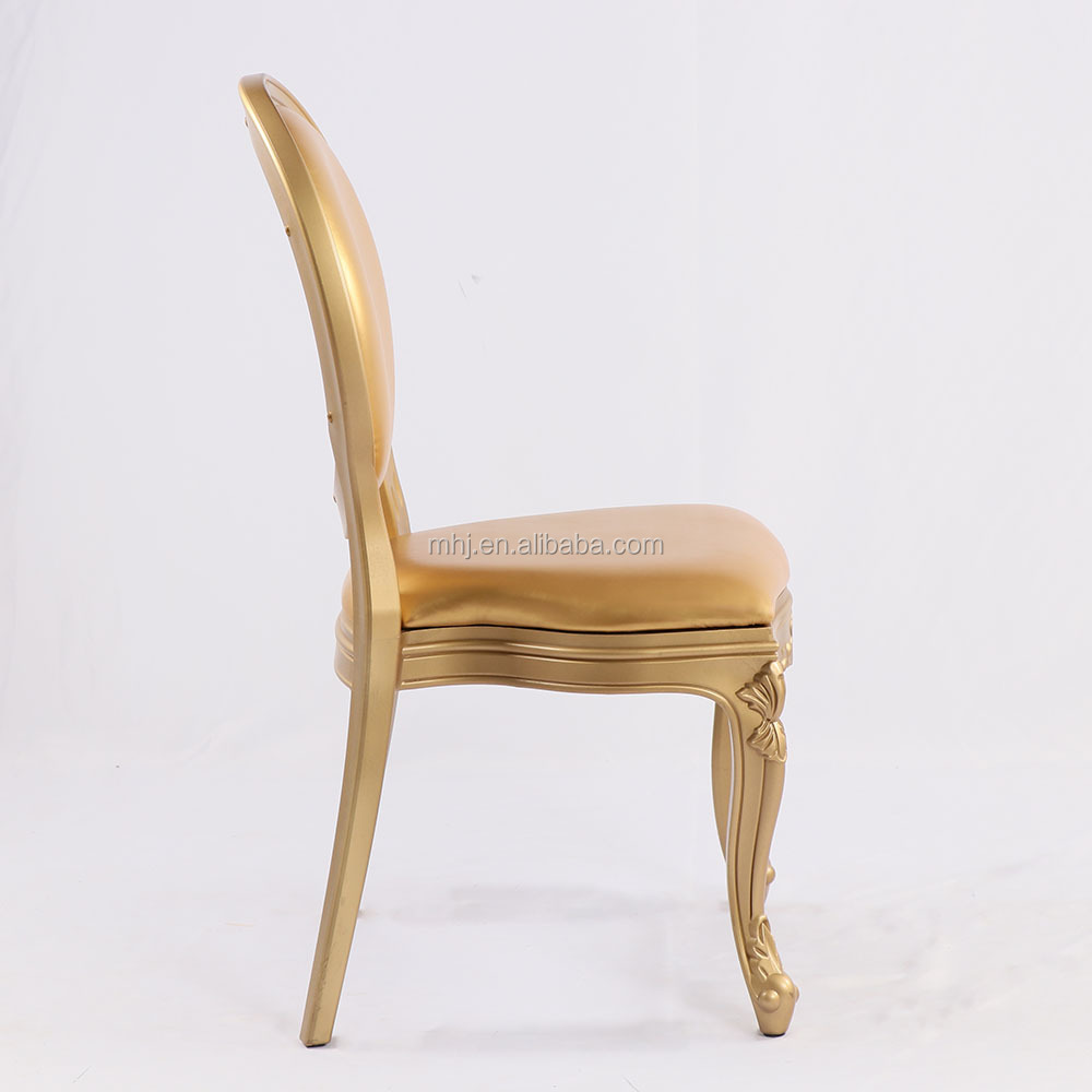 MHJ furniture - Hot Sale Stackable Elegant Hotel Banquet Gold Louis Ghost Chair For Events Plastic chair and table 10