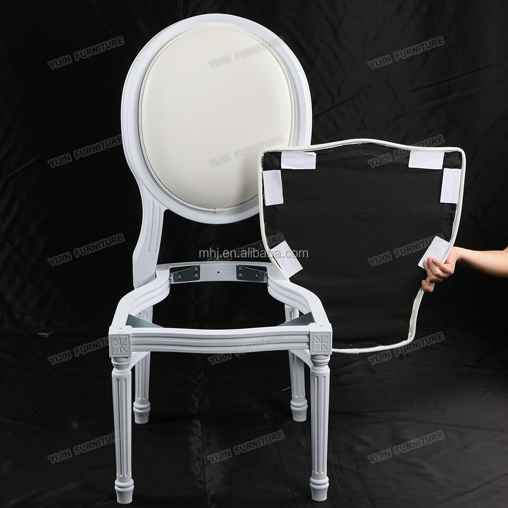 MHJ furniture - French Louis Royal Design Resin Plastic Oval Back Hotel Dining Banquet Chair For Event Wedding Plastic chair and table 8