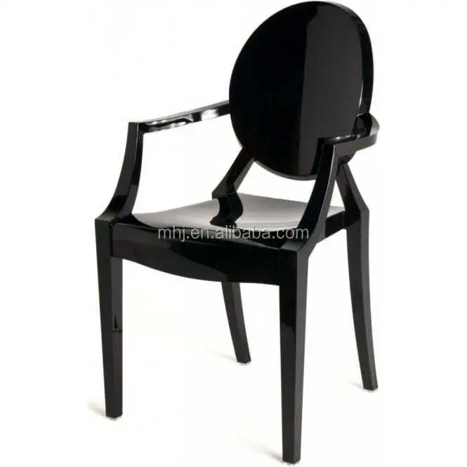 MHJ furniture - Wholesale Fancy Bella Wedding Chairs Black Acrylic Armrest Ghost Chair Plastic chair and table 1