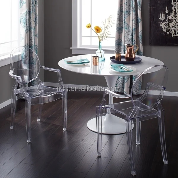 MHJ furniture - Wholesale Fancy Bella Wedding Chairs Black Acrylic Armrest Ghost Chair Plastic chair and table 9