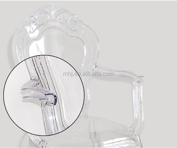 MHJ furniture - Wholesale Fancy Bella Wedding Chairs Black Acrylic Armrest Ghost Chair Plastic chair and table 11