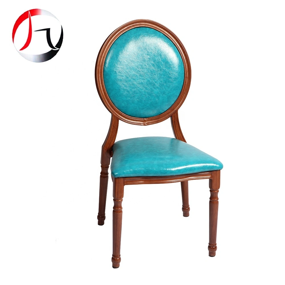 MHJ furniture - Imitated Wood Look Egg Back Aluminum Dining Chair In Blue Leather Ungrouped 1