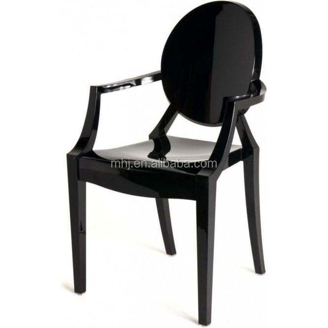 MHJ furniture - Wholesale Fancy Bella Wedding Chairs Black Acrylic Armrest Ghost Chair Plastic chair and table 12