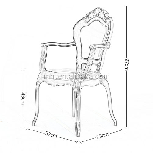 MHJ furniture - Wholesale Fancy Bella Wedding Chairs Black Acrylic Armrest Ghost Chair Plastic chair and table 14