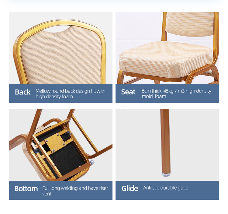 Aluminum stacking flex back hotel chair swing back hotel banquet hall chair