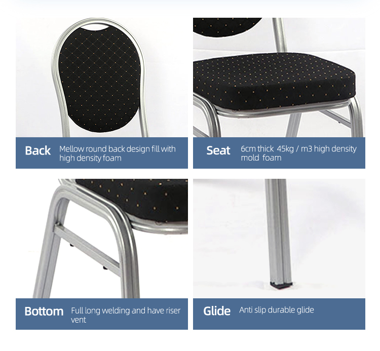 3 years warranty oval backrest aluminum dining chairs stackable banquet chair for party
