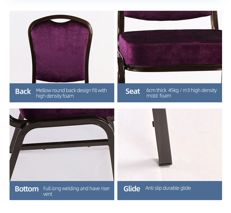 Modern cheap high quality purple restaurant dining room chairs hotel furniture banquet chair