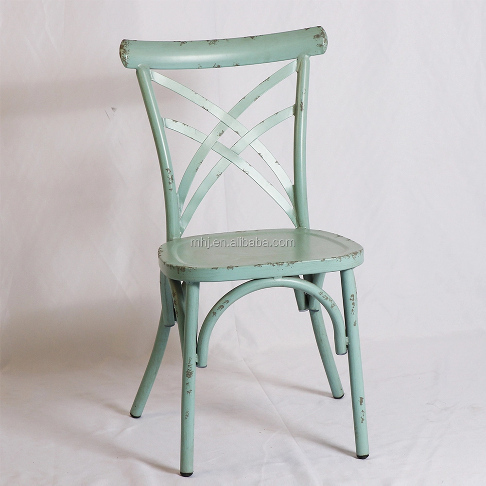 MHJ furniture - Retro Metal Stacking Cross Back Wedding Restaurant Chair Leisure chair 1