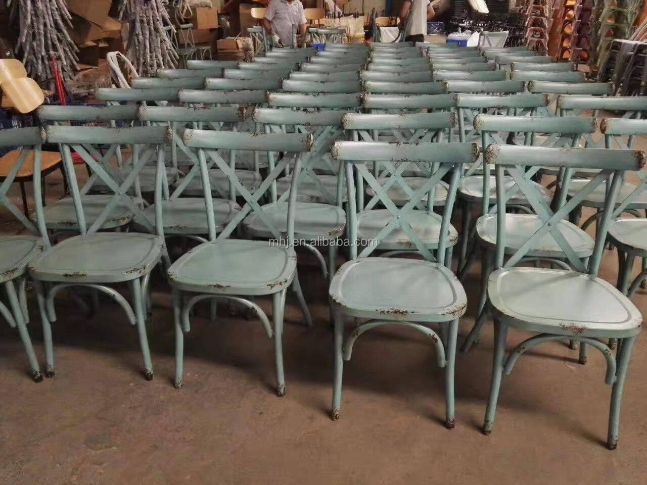 MHJ furniture - Retro Metal Stacking Cross Back Wedding Restaurant Chair Leisure chair 24