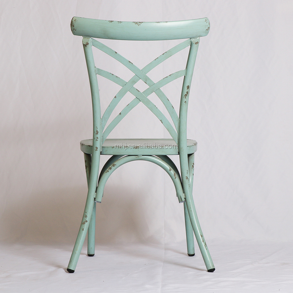 MHJ furniture - Retro Metal Stacking Cross Back Wedding Restaurant Chair Leisure chair 13
