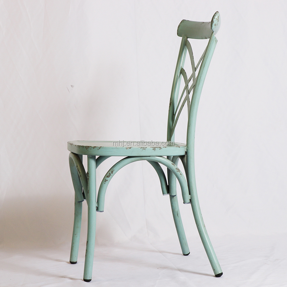 MHJ furniture - Retro Metal Stacking Cross Back Wedding Restaurant Chair Leisure chair 14