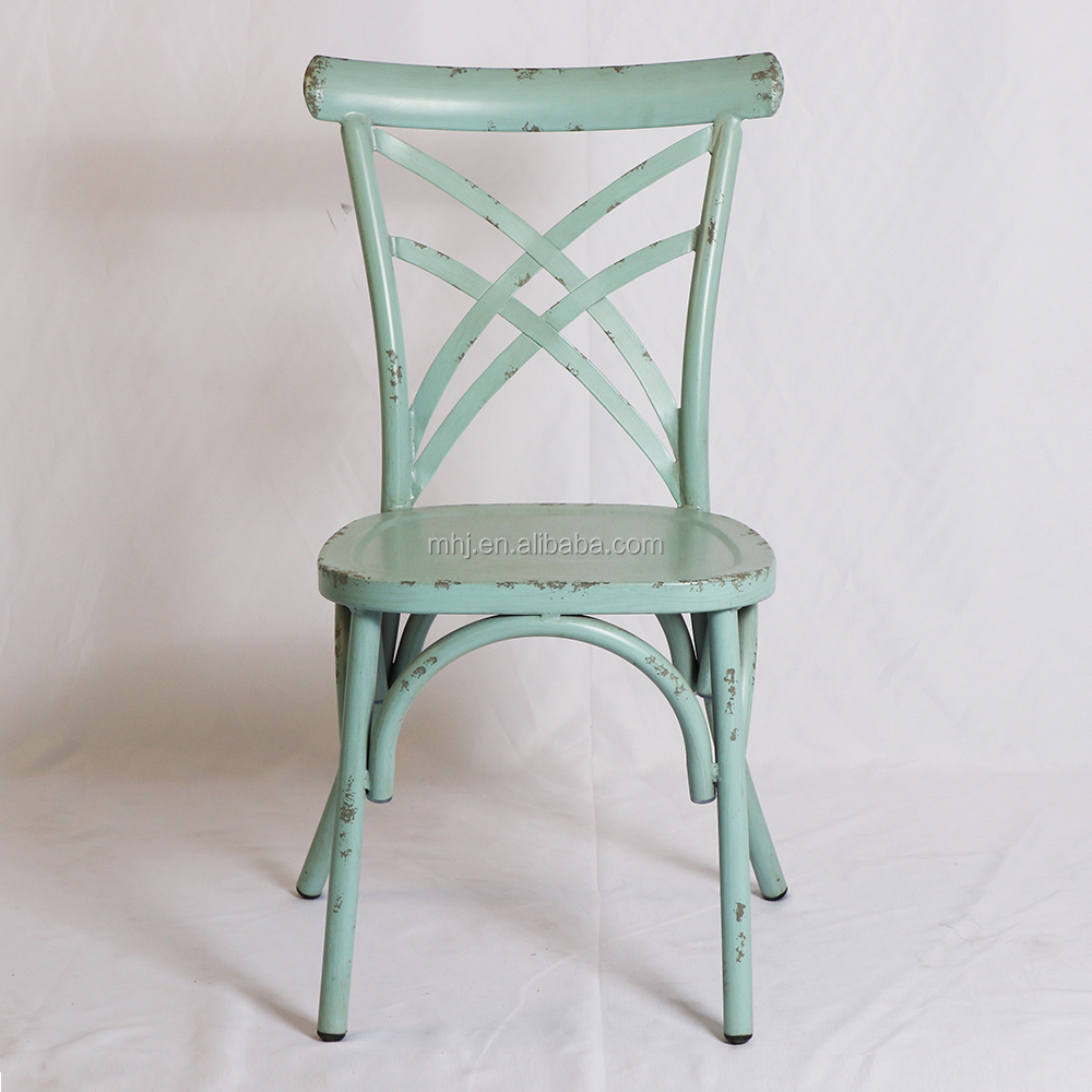 MHJ furniture - Retro Metal Stacking Cross Back Wedding Restaurant Chair Leisure chair 9