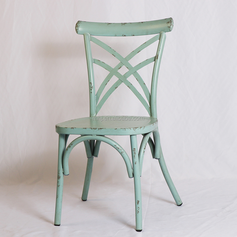 MHJ furniture - Retro Metal Stacking Cross Back Wedding Restaurant Chair Leisure chair 10