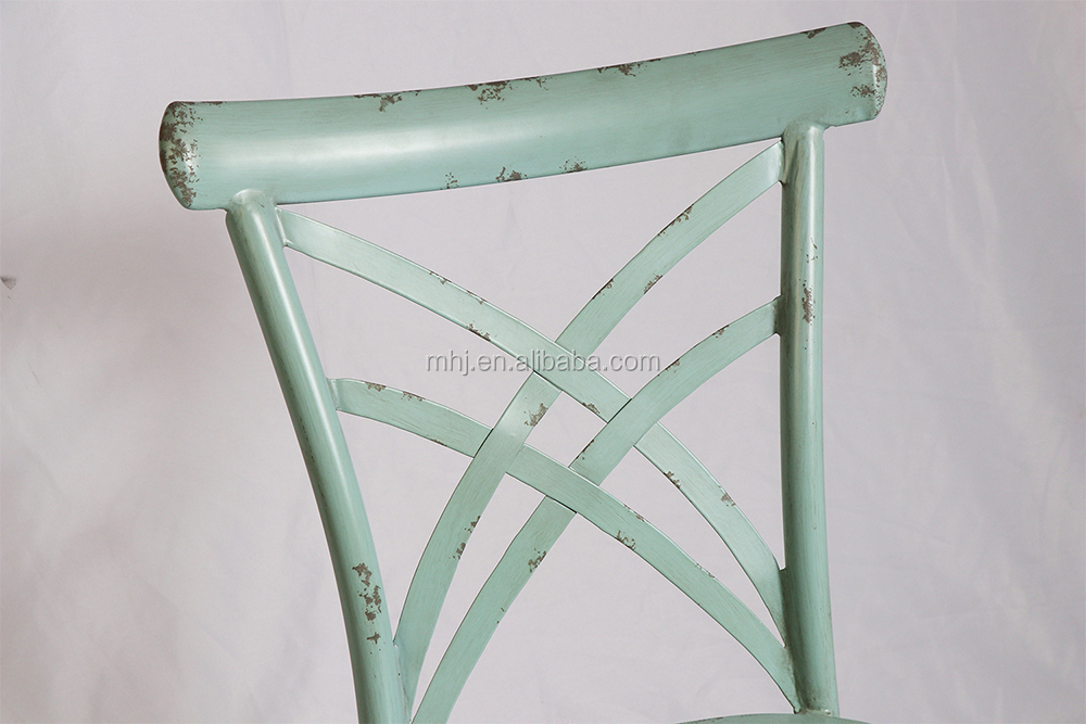 MHJ furniture - Retro Metal Stacking Cross Back Wedding Restaurant Chair Leisure chair 11