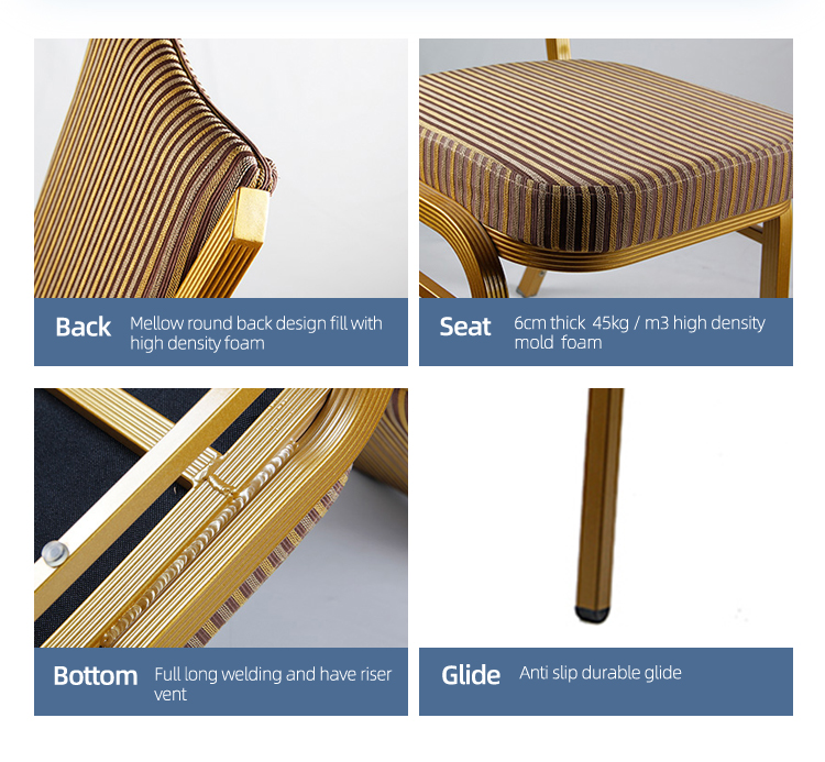 Wholesale simple design stackable wedding party banquet chair with upholstered padded