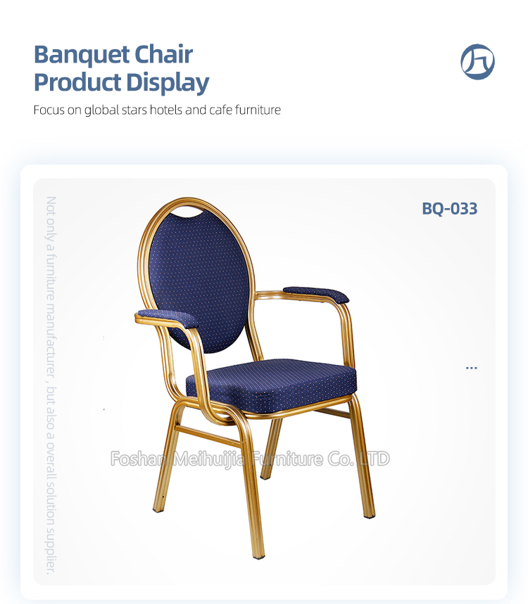 blue dot fabric oval round back aluminum banquet armrest chair