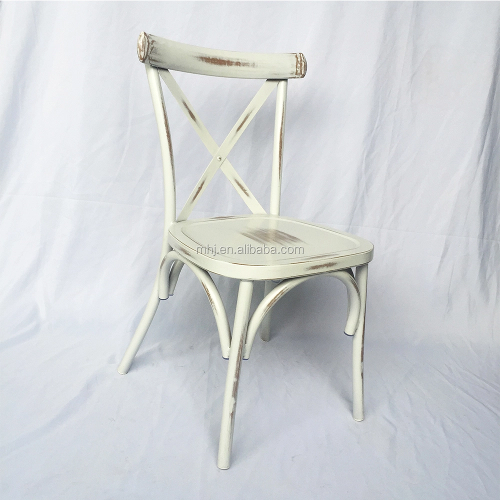 MHJ furniture - 2023 New Design Wholesale Vintage French Stackable Metal Cross Back Chair Leisure chair 1