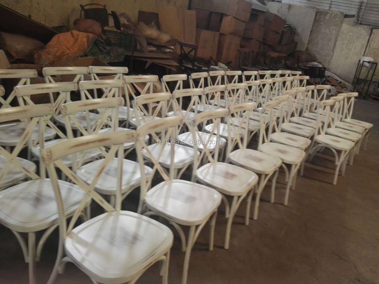 MHJ furniture - 2023 New Design Wholesale Vintage French Stackable Metal Cross Back Chair Leisure chair 23