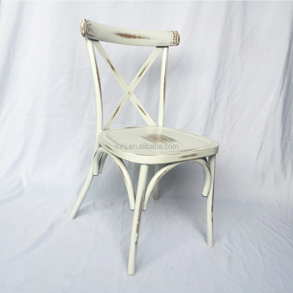 MHJ furniture - 2023 New Design Wholesale Vintage French Stackable Metal Cross Back Chair Leisure chair 9