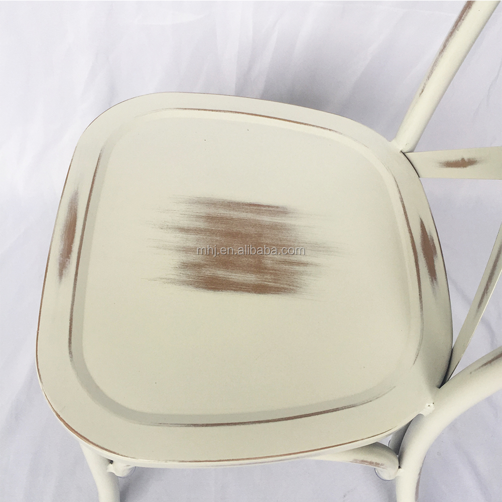MHJ furniture - 2023 New Design Wholesale Vintage French Stackable Metal Cross Back Chair Leisure chair 12
