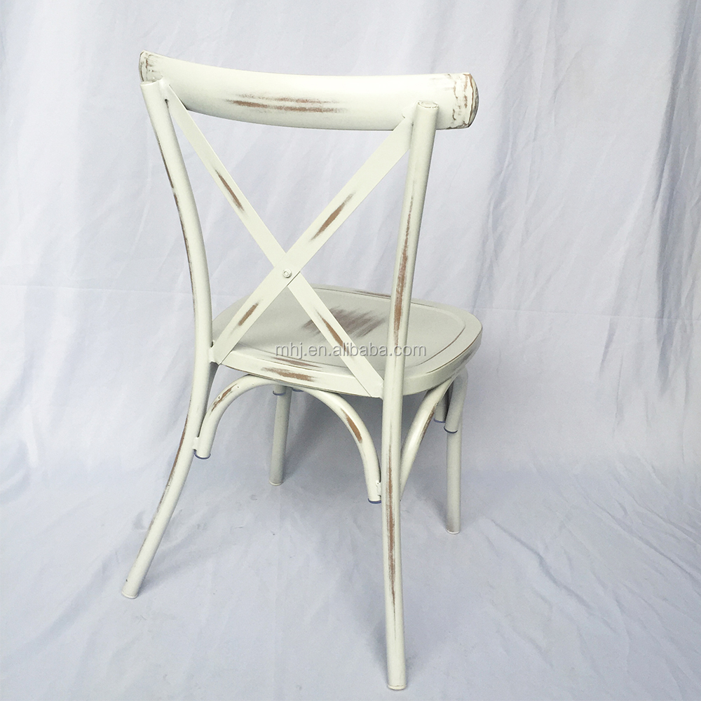 MHJ furniture - 2023 New Design Wholesale Vintage French Stackable Metal Cross Back Chair Leisure chair 13
