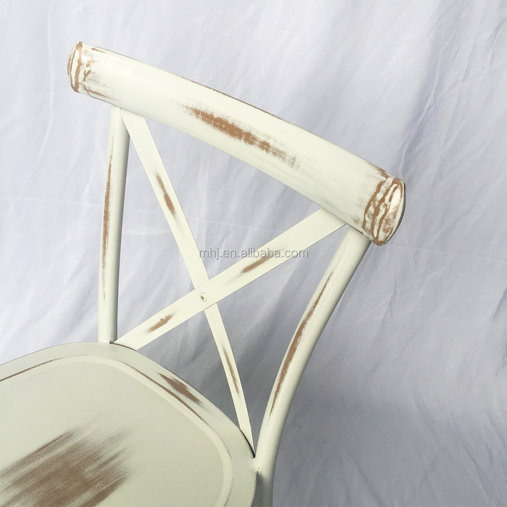 MHJ furniture - 2023 New Design Wholesale Vintage French Stackable Metal Cross Back Chair Leisure chair 11