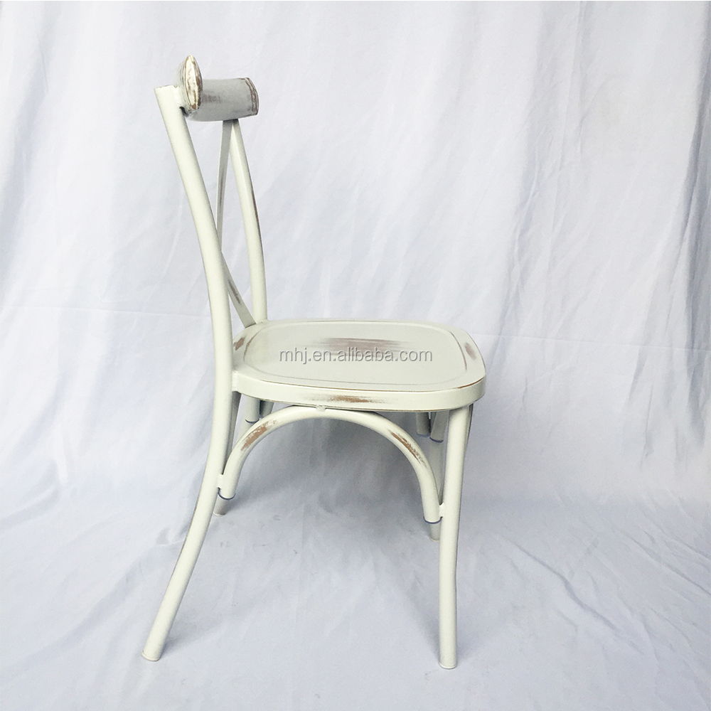 MHJ furniture - 2023 New Design Wholesale Vintage French Stackable Metal Cross Back Chair Leisure chair 15