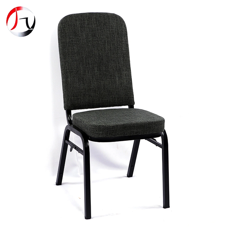 MHJ furniture - Wholesale Interlocking Fireproof Banquet Hall Chairs Durable Black Seat Hotel Restaurant Chair Steel/iron chair 1