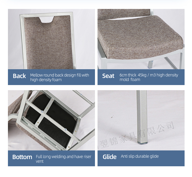 Modern unique design aluminum stacking banquet armless dining chair for hall