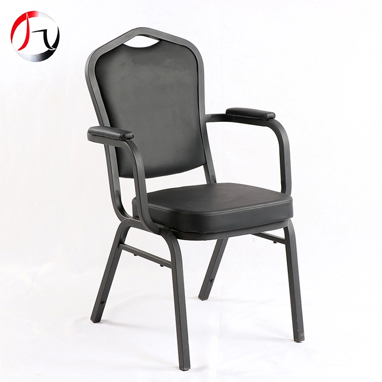 MHJ furniture - High Quality Banquet Hall Metal Frame Stacking Restaurant Banquet Armrest Chair With 3 Years Warranty Steel/iron chair 1