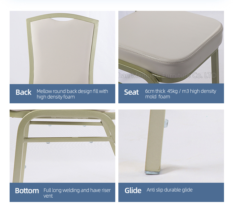 Wholesale 5 star hotel party chairs stackable aluminium fabric upholstered padded throne banquet chair