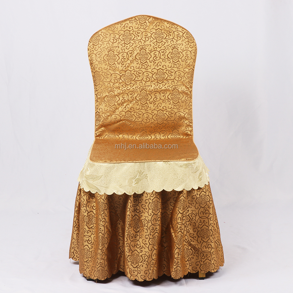 MHJ furniture - Factory Sale Gold Color Polyester Cheap Wedding Banquet Chair Covers Chair cover/Table cloth/Napkins/Sash 9