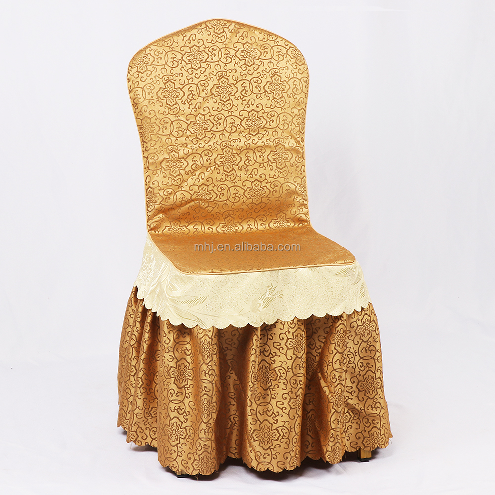 MHJ furniture - Factory Sale Gold Color Polyester Cheap Wedding Banquet Chair Covers Chair cover/Table cloth/Napkins/Sash 8