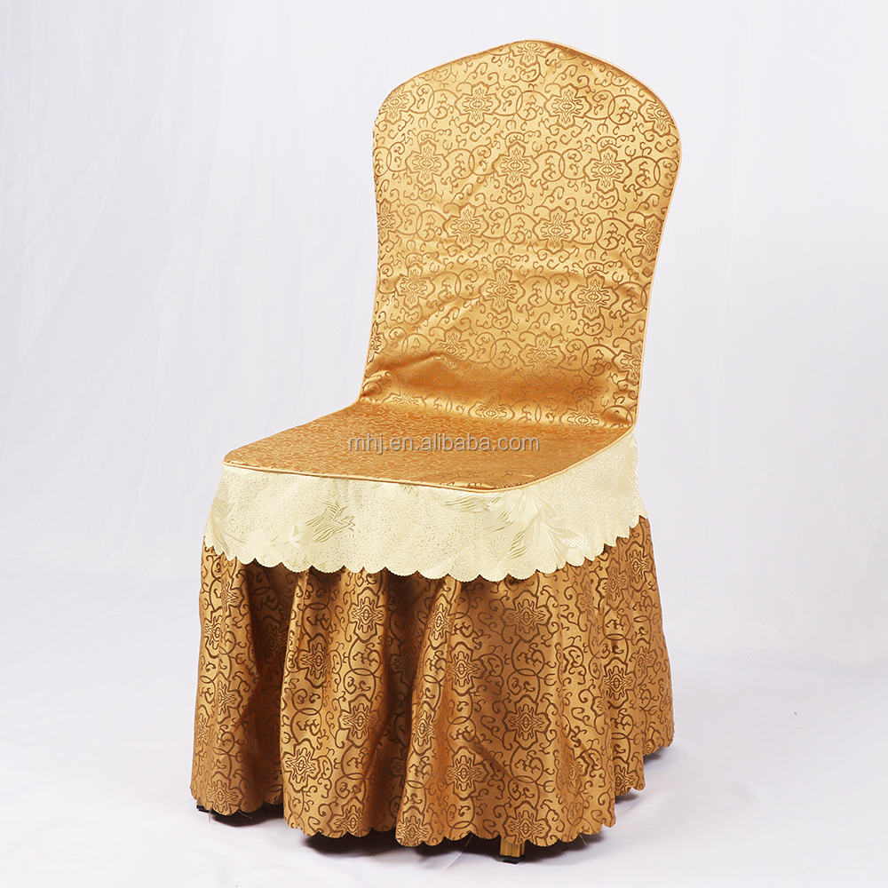 MHJ furniture - Factory Sale Gold Color Polyester Cheap Wedding Banquet Chair Covers Chair cover/Table cloth/Napkins/Sash 10