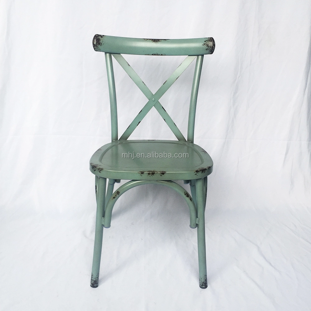 MHJ furniture - Global Sale Modern Stackable Imitate Rusted Craft Cross Back Dining Chairs Leisure chair 1