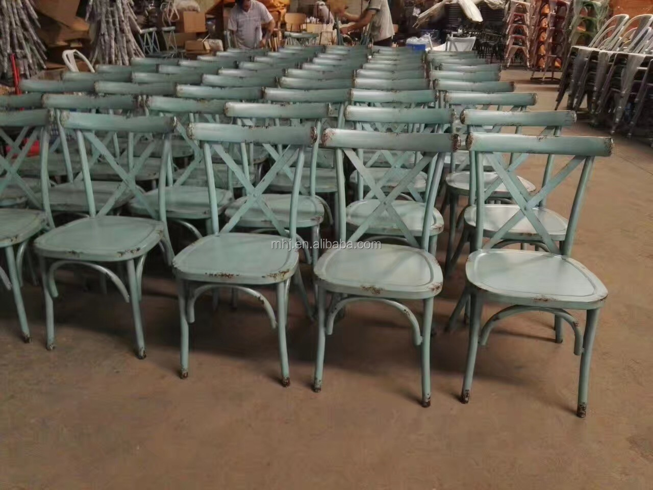 MHJ furniture - Global Sale Modern Stackable Imitate Rusted Craft Cross Back Dining Chairs Leisure chair 22