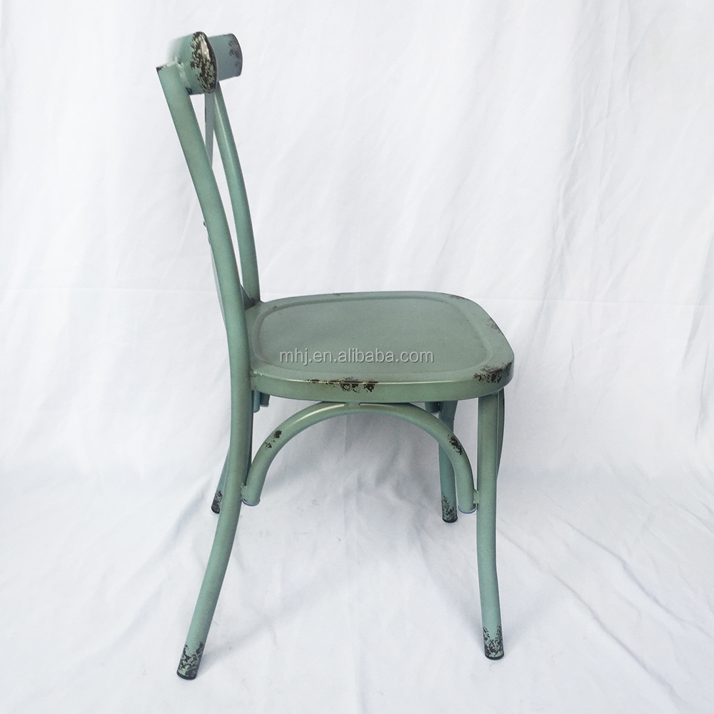 MHJ furniture - Global Sale Modern Stackable Imitate Rusted Craft Cross Back Dining Chairs Leisure chair 15