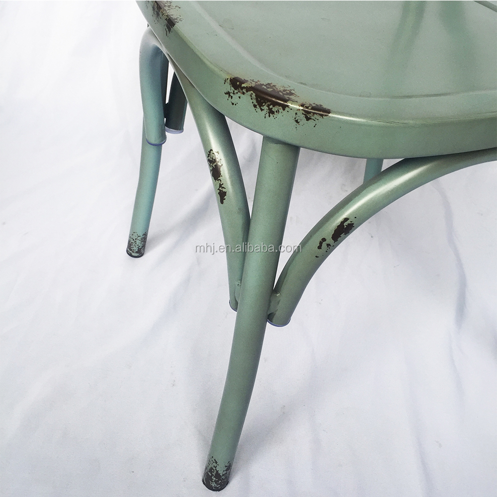 MHJ furniture - Global Sale Modern Stackable Imitate Rusted Craft Cross Back Dining Chairs Leisure chair 14
