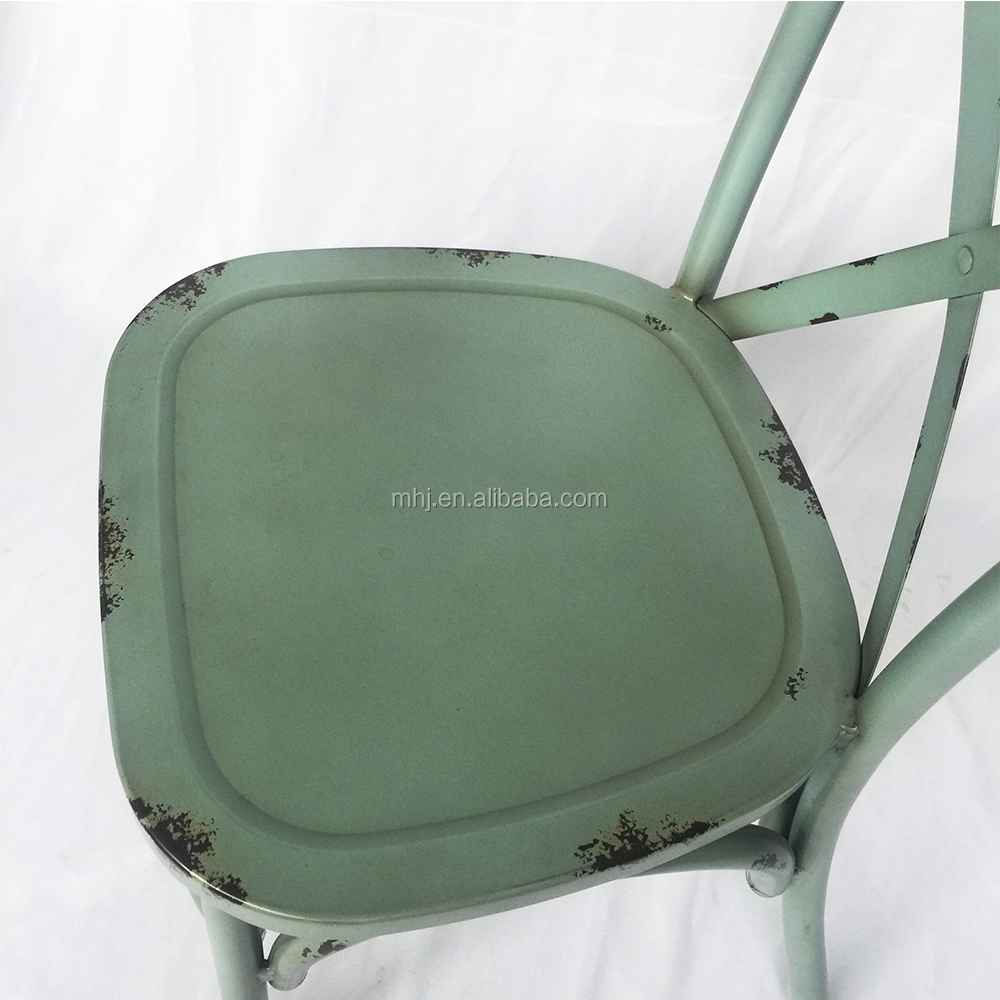 MHJ furniture - Global Sale Modern Stackable Imitate Rusted Craft Cross Back Dining Chairs Leisure chair 12
