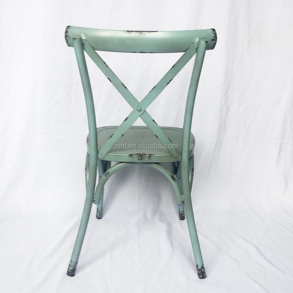 MHJ furniture - Global Sale Modern Stackable Imitate Rusted Craft Cross Back Dining Chairs Leisure chair 13