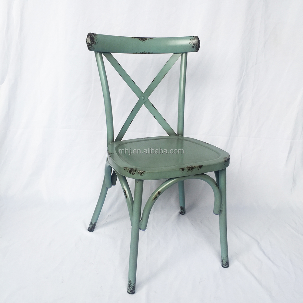 MHJ furniture - Global Sale Modern Stackable Imitate Rusted Craft Cross Back Dining Chairs Leisure chair 10
