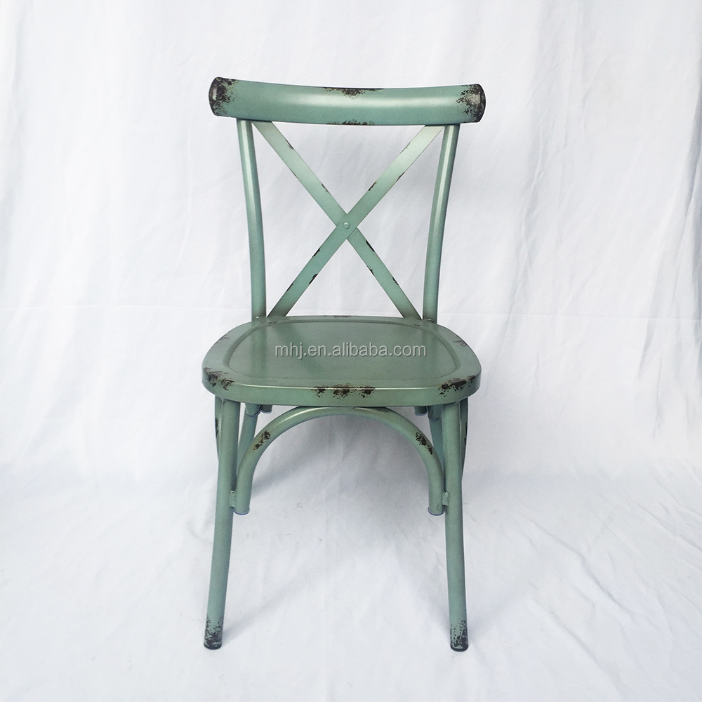MHJ furniture - Global Sale Modern Stackable Imitate Rusted Craft Cross Back Dining Chairs Leisure chair 9