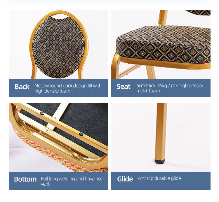 High quality round back iron banquet chair for hotel wedding party