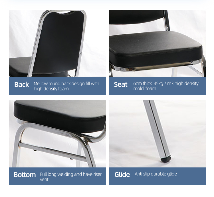 Elegant fashion hotel furniture metal stacking chrome banquet chair for hall wedding
