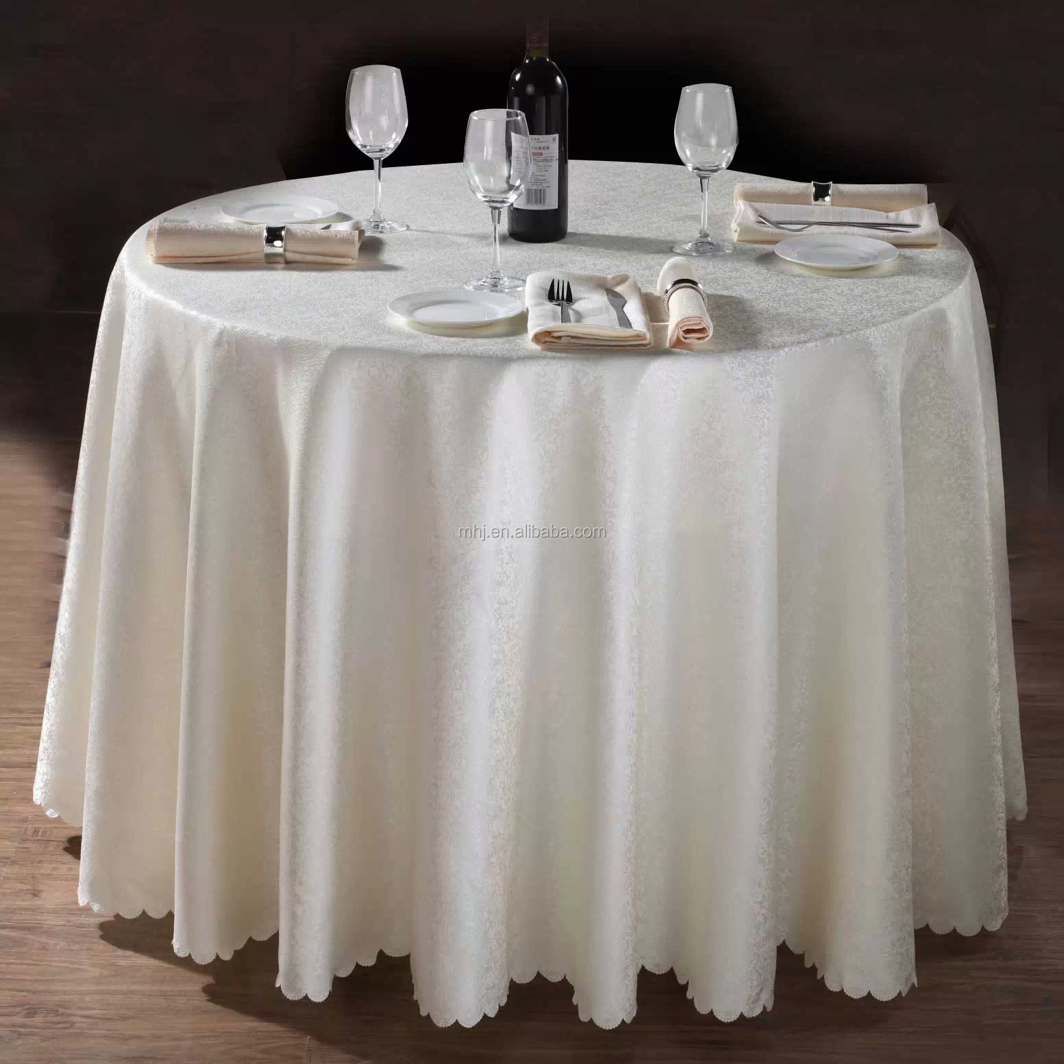 MHJ furniture - 72 Inches High Quality White Polyester Printed Round Table Clothes Chair cover/Table cloth/Napkins/Sash 9