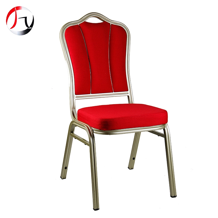 MHJ furniture - Wholesale Stackable Aluminum Banquet Chairs Red Velvet Wedding Hotel Chair Aluminum chair 1