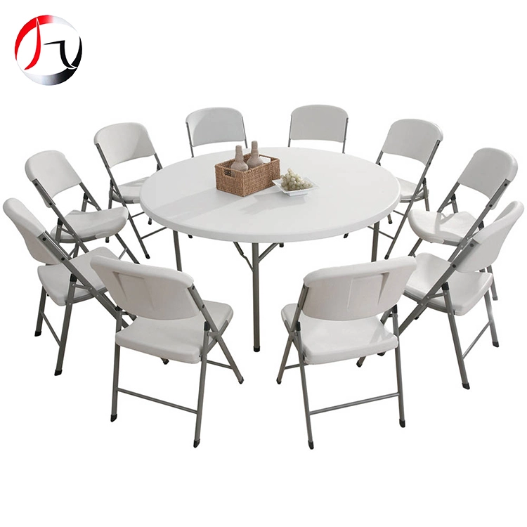 MHJ furniture - Wholesale Stackable Leg White Outdoor High Density Polyethylene Plastic Round Table Plastic chair and table 1